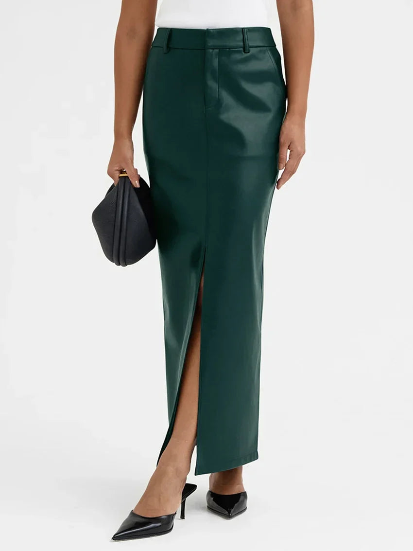 חצאית ארוכה דמוי עור- דונה