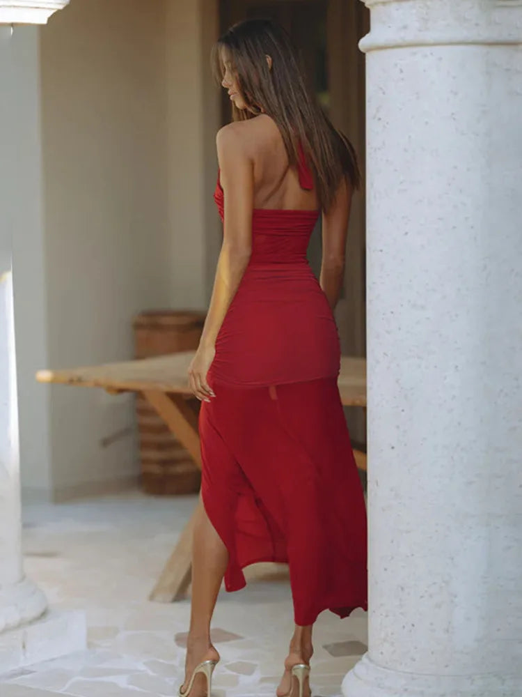 שמלת מקסי שסע אלגנטית- טאי